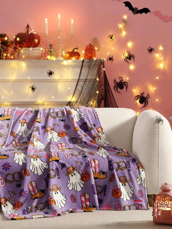 Betsey Johnson Other - Halloween Ghost Plush Throw Blanket in Purple